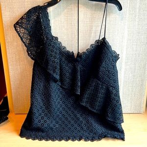 Amur brand new with tags black lace one shoulder top size S fits US 2-4